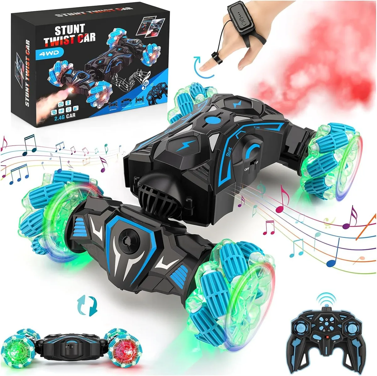 usbroway usbroway Gesture Sensing RC Stunt Car 2.4gHz 4WD 360° Rotating Transform Drift Toy — product photo