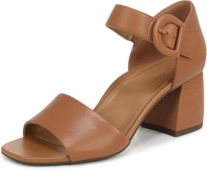 Vionic Group LLC Vionic Chardonnay Heeled Sandal Camel Nappa Leather Size 10 2.5 inch heel — product photo