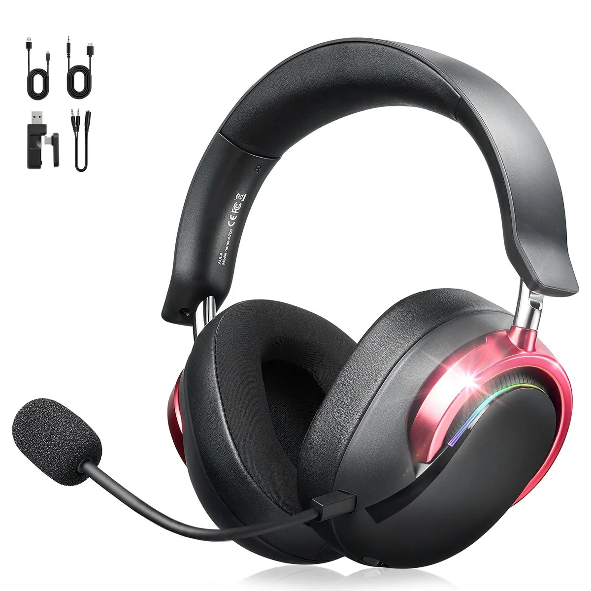 LEOBOG A700 Wireless Gaming Headset 7.1 53mm 40h Black/Red — product photo