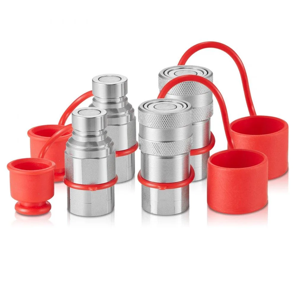 VEVOR VEVOR 1/2" Flat Face Hydraulic Couplers ISO 16028 2 Pairs 5076 PSI 25 GPM 4 Dust Caps — product photo