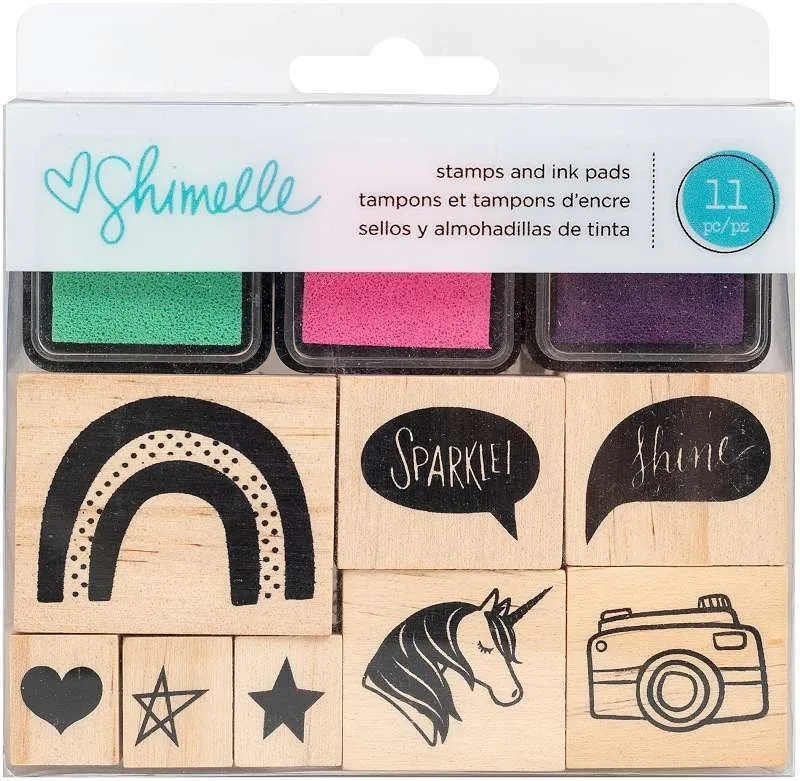 American Crafts, Inc. American Crafts Wooden Stamps &amp; Ink Pads Shimelle Glitter Girl AC359436 — product photo