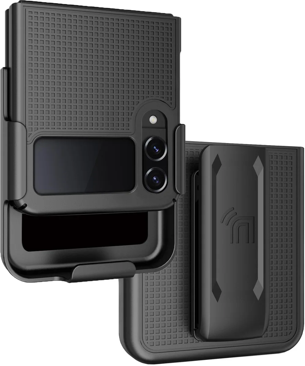 Nakedcellphone Nakedcellphone Grid Case + Belt Clip Holster for Samsung Galaxy Z Flip 4 5G (SM-F721U, 2022) - Black — product photo