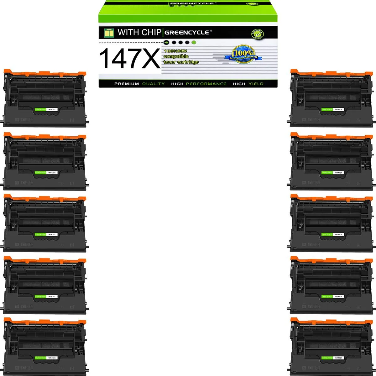 GREENCYCLE GREENCYCLE W1470X Black Toner Cartridge 10-Pack — product photo