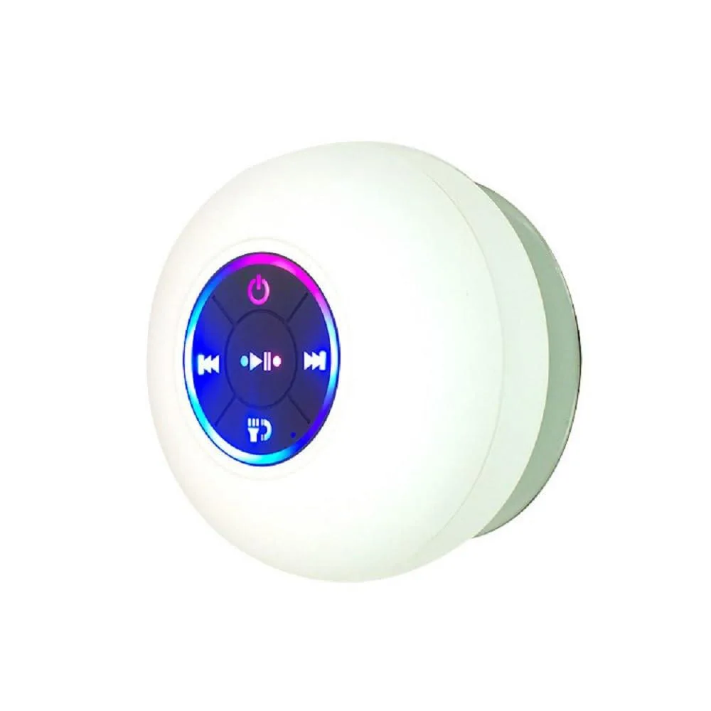 Generic Bluetooth 5.0 Portable Speaker White 3W IPX4 Suction Cup LED 200g — product photo