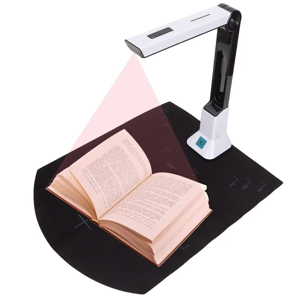 Alphacool 8MP document scanner, compact ABS body, foldable arm, USB cable attached