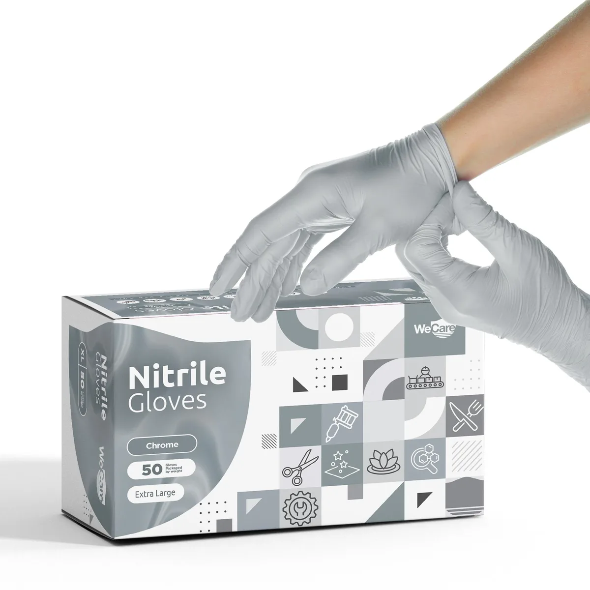 WeCare WeCare Nitrile Gloves Chrome Box of 50 XL — product photo