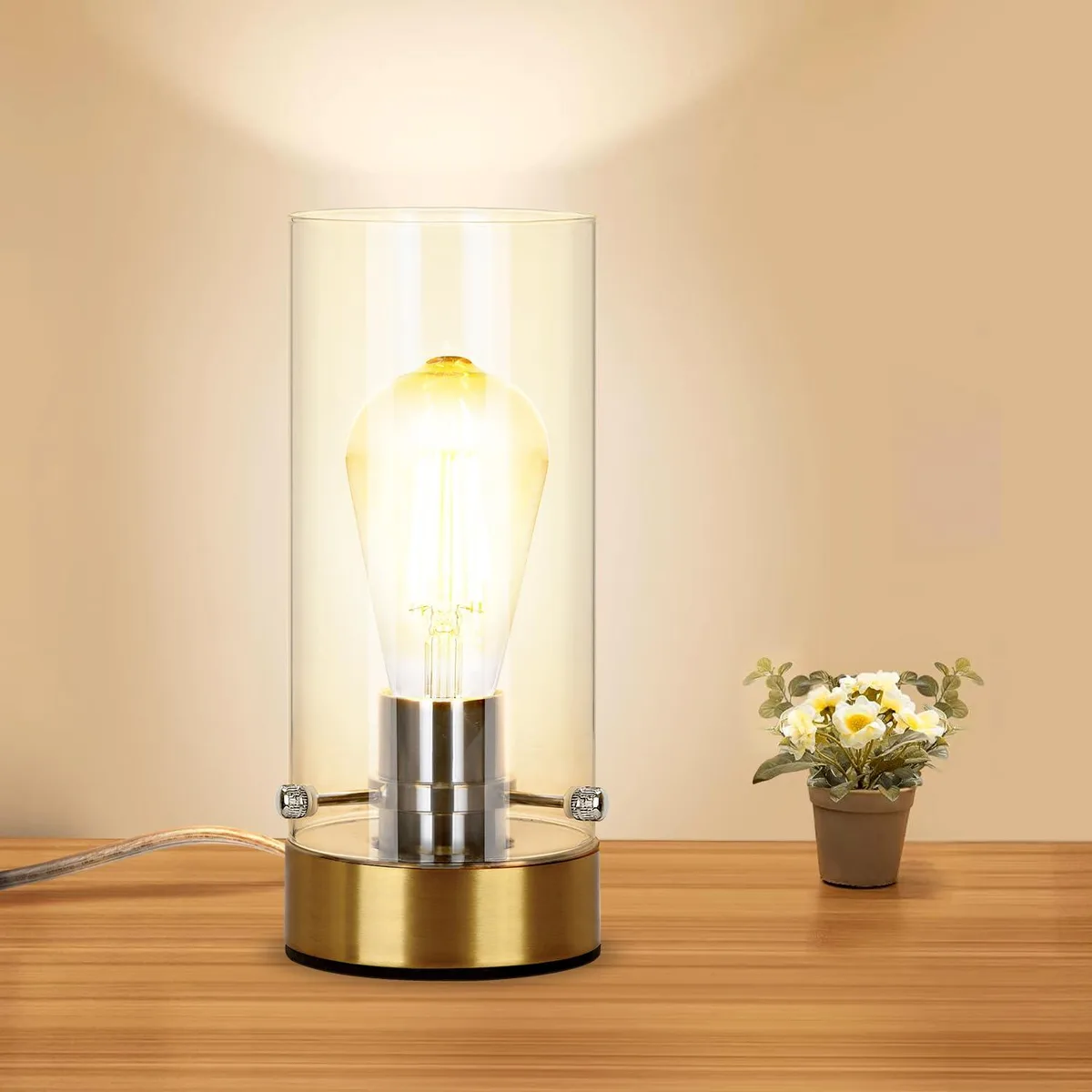  Kukobo RW-GTL6W-003 table lamp, 6 W, E26, 2700 K, glass shade, gold — product photo