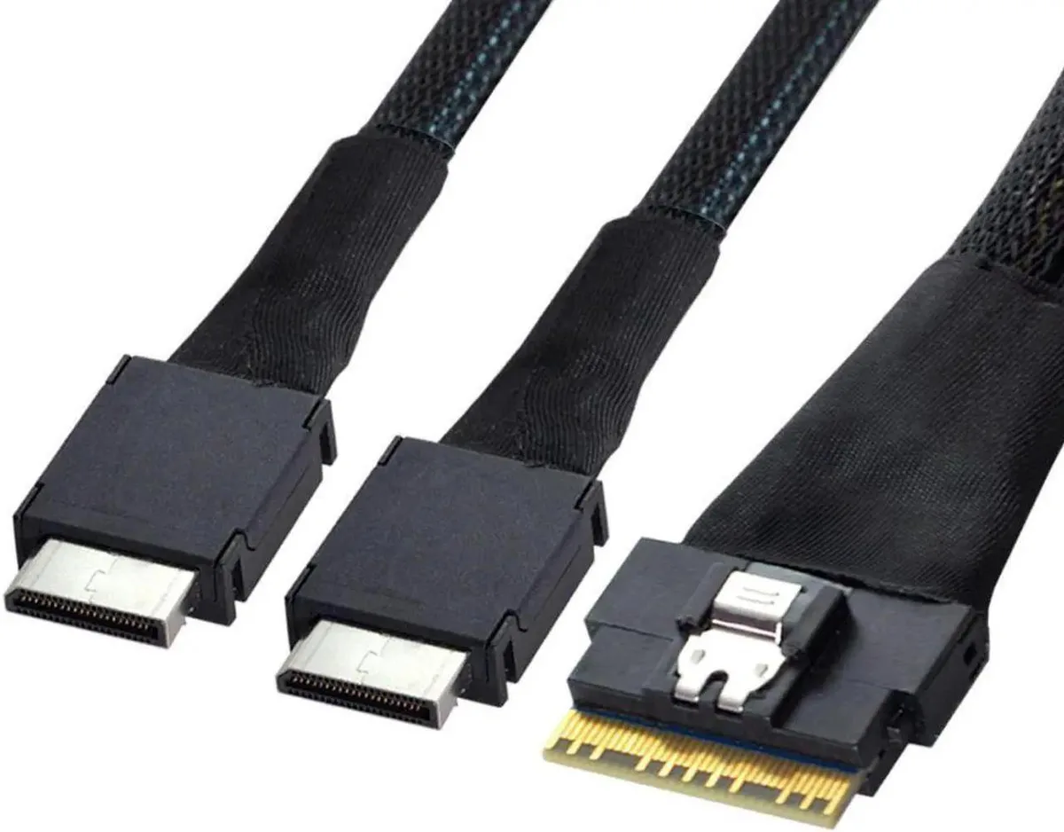 Vszerda Vszerda SFF-8654 8i 74Pin to Dual Oculink SFF-8611 SAS Slim 4.0 Cable 50cm — product photo