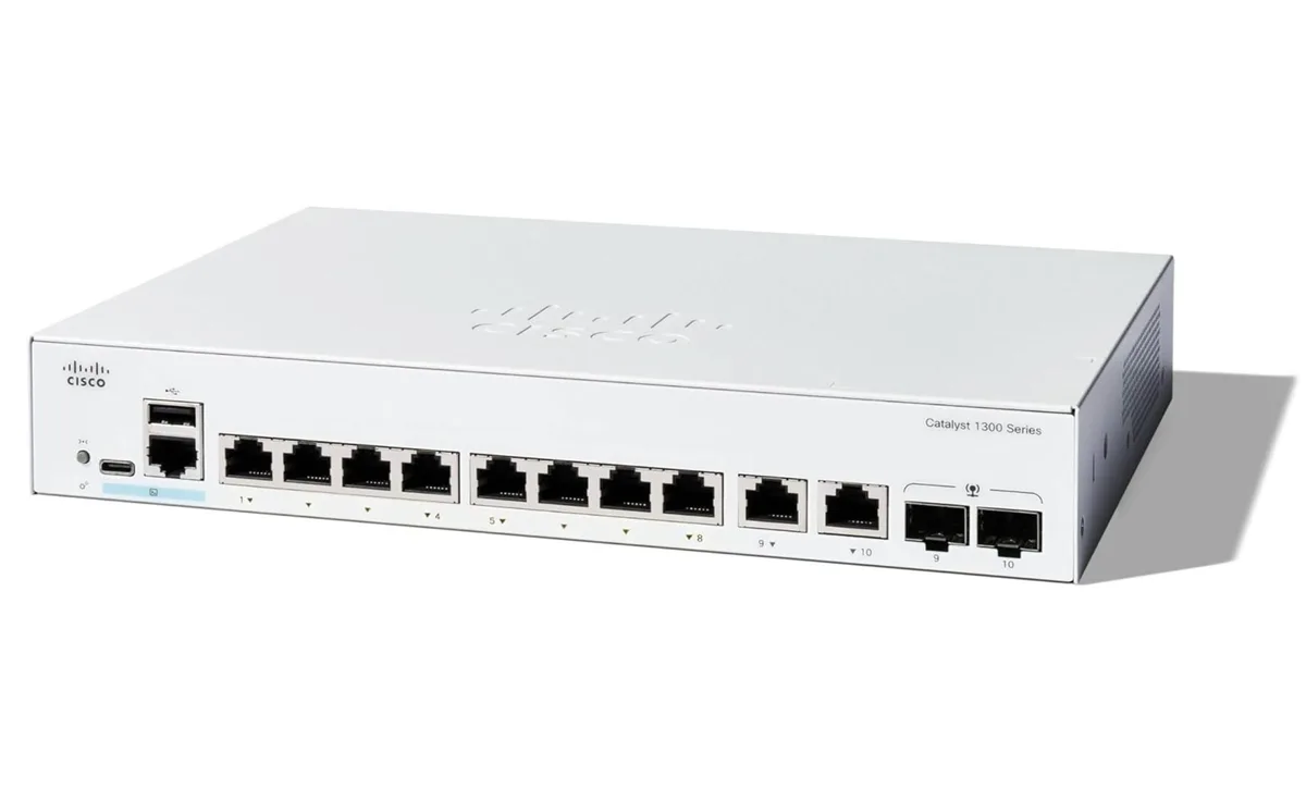 Cisco Systems, Inc. Cisco Systems, Inc. C1300-8T-E-2G network switch 8-port managed rack-mountable Gigabit Ethernet 2 SFP combo — product photo
