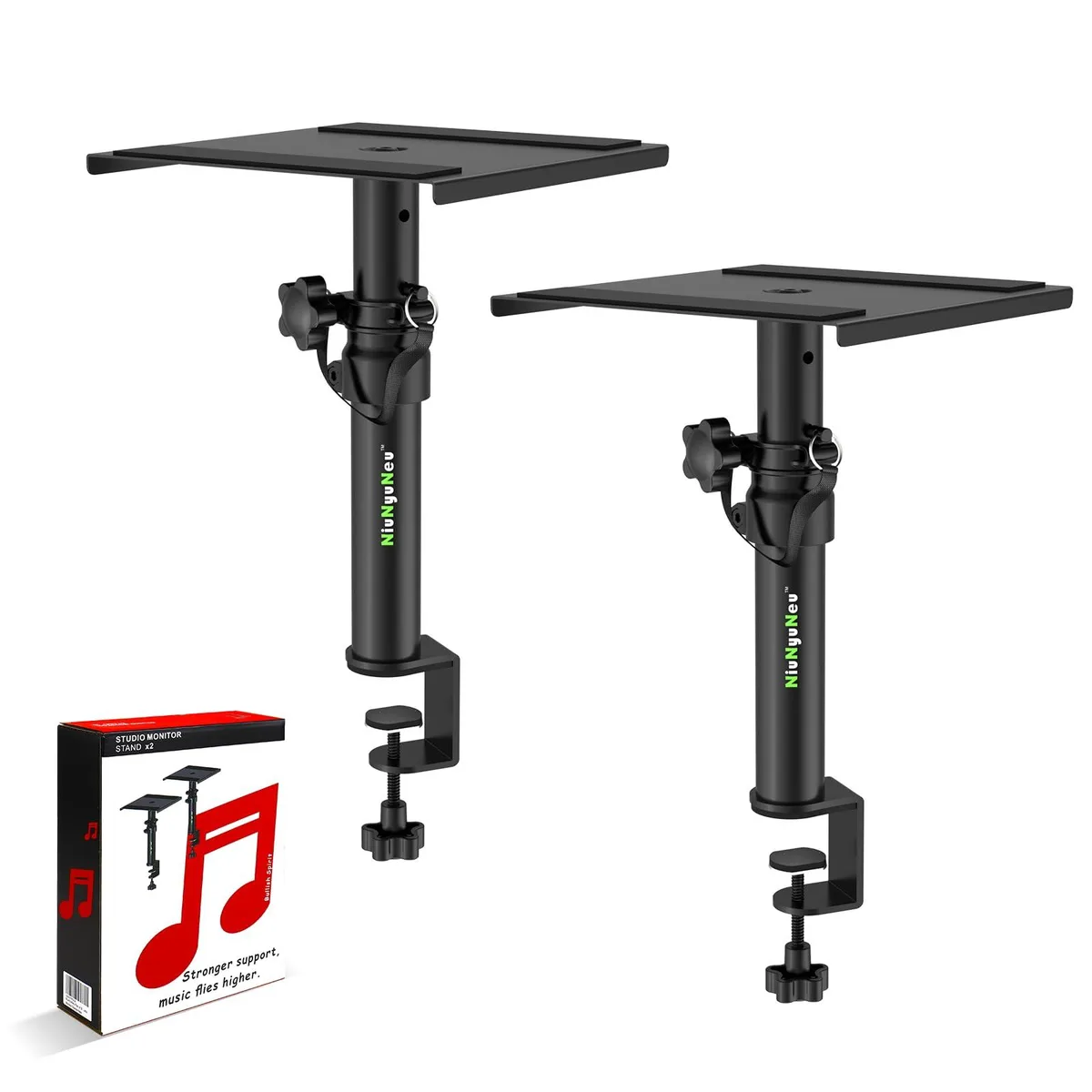  Avid Clamp-On Desktop Speaker Stands Pair 9-14" Height Adjustable 50 lbs — product photo