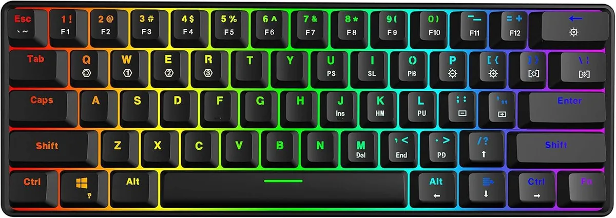 TUKO TUKO 60% Mechanical Gaming Keyboard 61 Keys Red Switch Hot Swappable RGB PBT Keycaps Cherry MX Switches — product photo