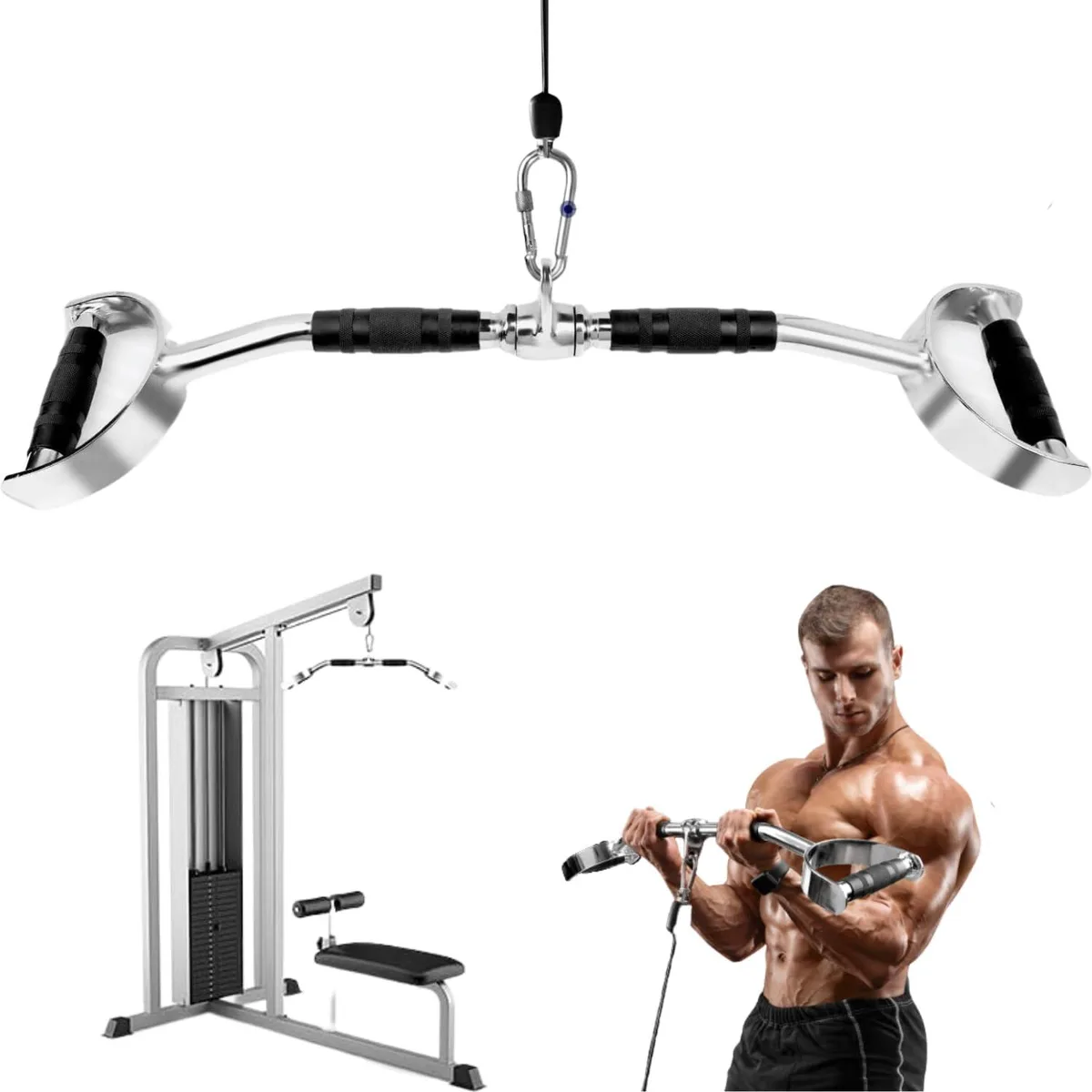 TAURKENAM TAURKENAM Neutral Paddle Grip LAT Pull Down Bar 880 lb home gym — product photo