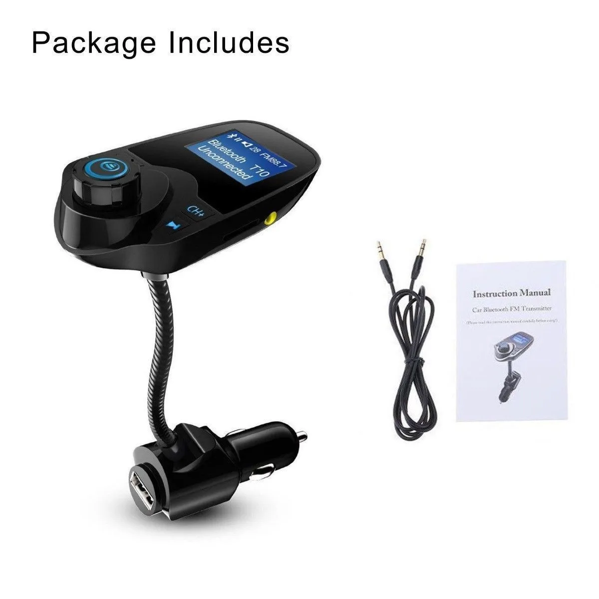 OURLINK OURLINK Bluetooth FM Transmitter Car Charger 1.44" Screen 5V 2.1A USB — product photo