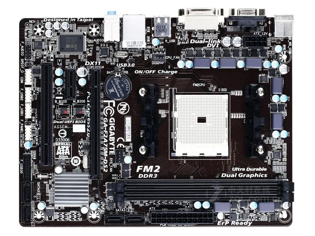 GIGABYTE GIGABYTE GA-F2A75M-DS2 AMD motherboard Socket FM2 A75 DDR3 64GB Micro ATX — product photo