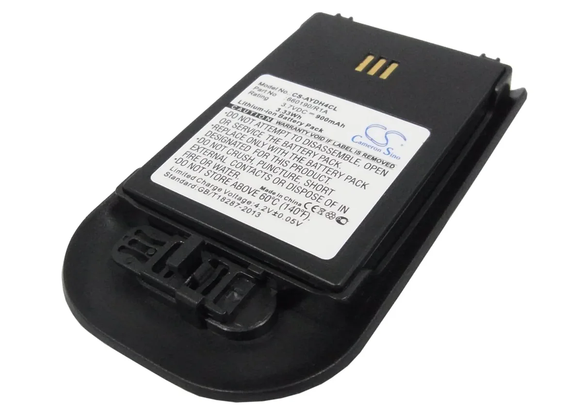 Rectangular replacement battery with silver contacts and printed label
