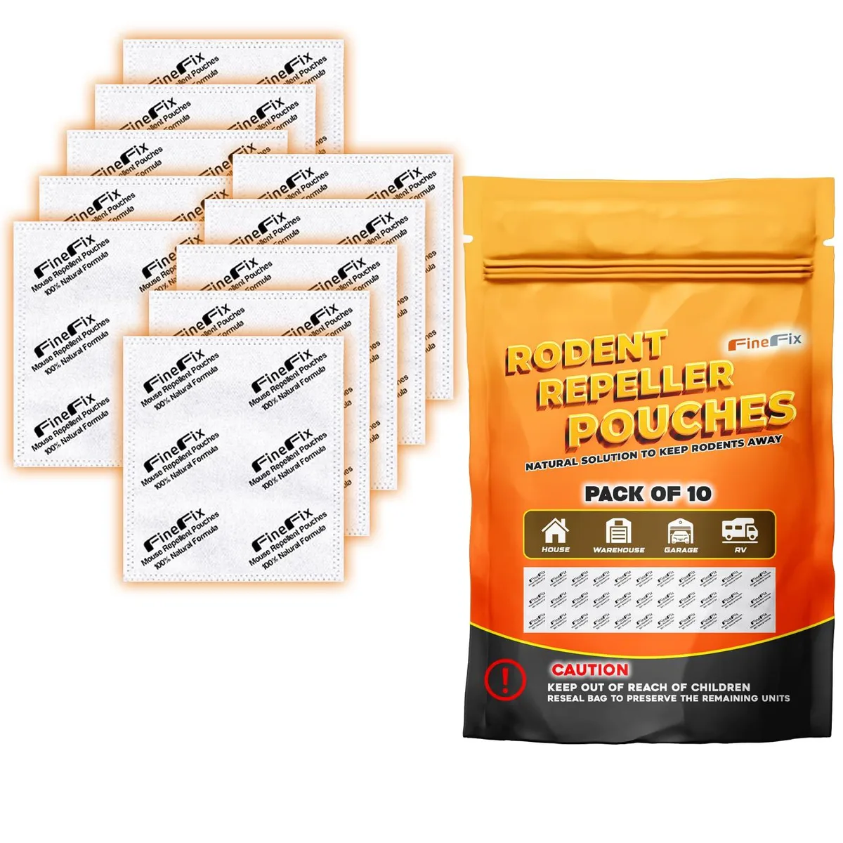 Ten small peppermint-scented sachets in a resealable pouch