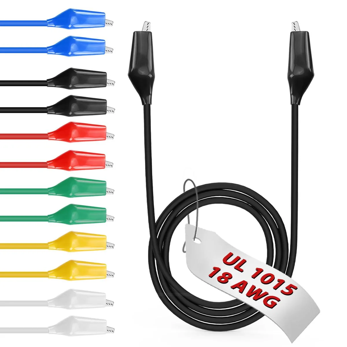 12pcs Alligator Clips UL1015/18AWG 20in 6 Colors — product photo