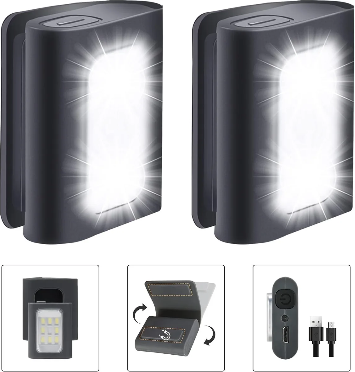 TUKO TUKO Clip-On Running Lights 2-Pack Magnetic Rechargeable Flashlight — product photo