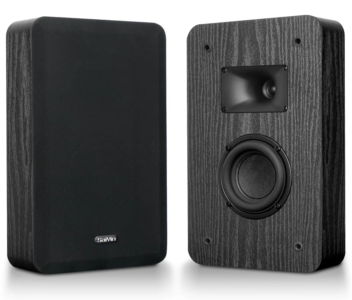 Rectangular white in-wall subwoofer with black grille, shallow profile