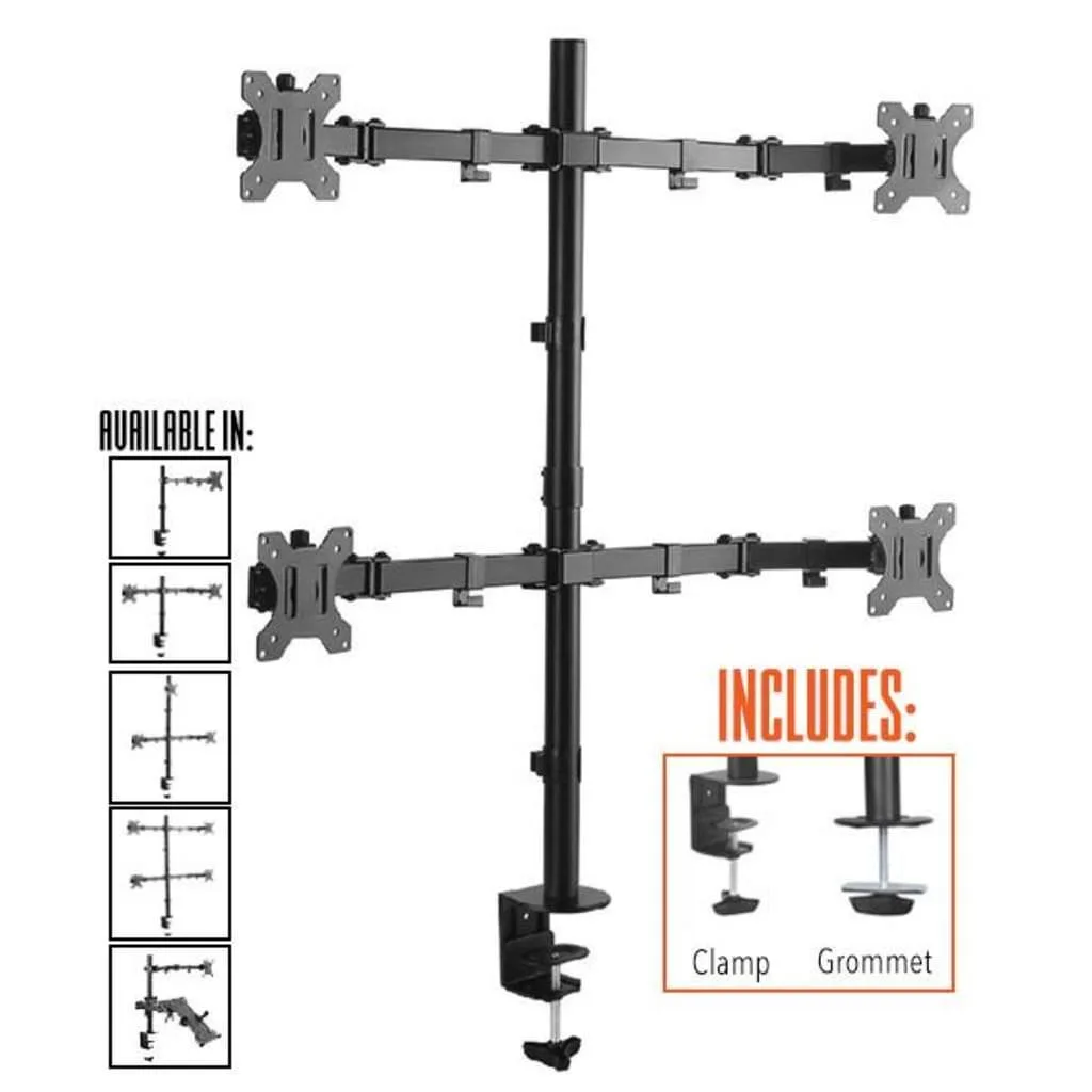 Stand Steady Stand Steady Quad Monitor Arm — 4 × 13–32 in, 17.6 lb each, 35 in height, 3.3 in clamp — product photo