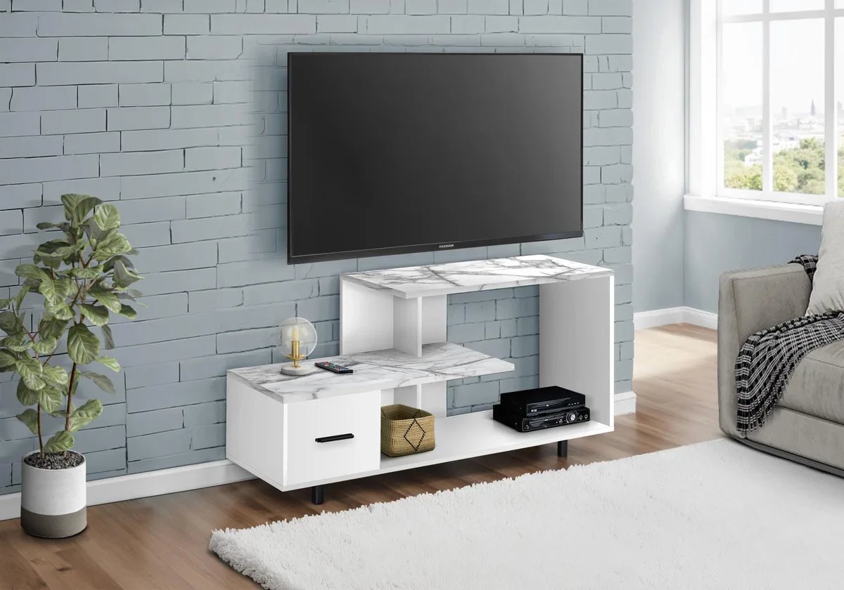 tuphen tuphen 48 Inch TV Stand White Marble Look Home Entertainment — product photo
