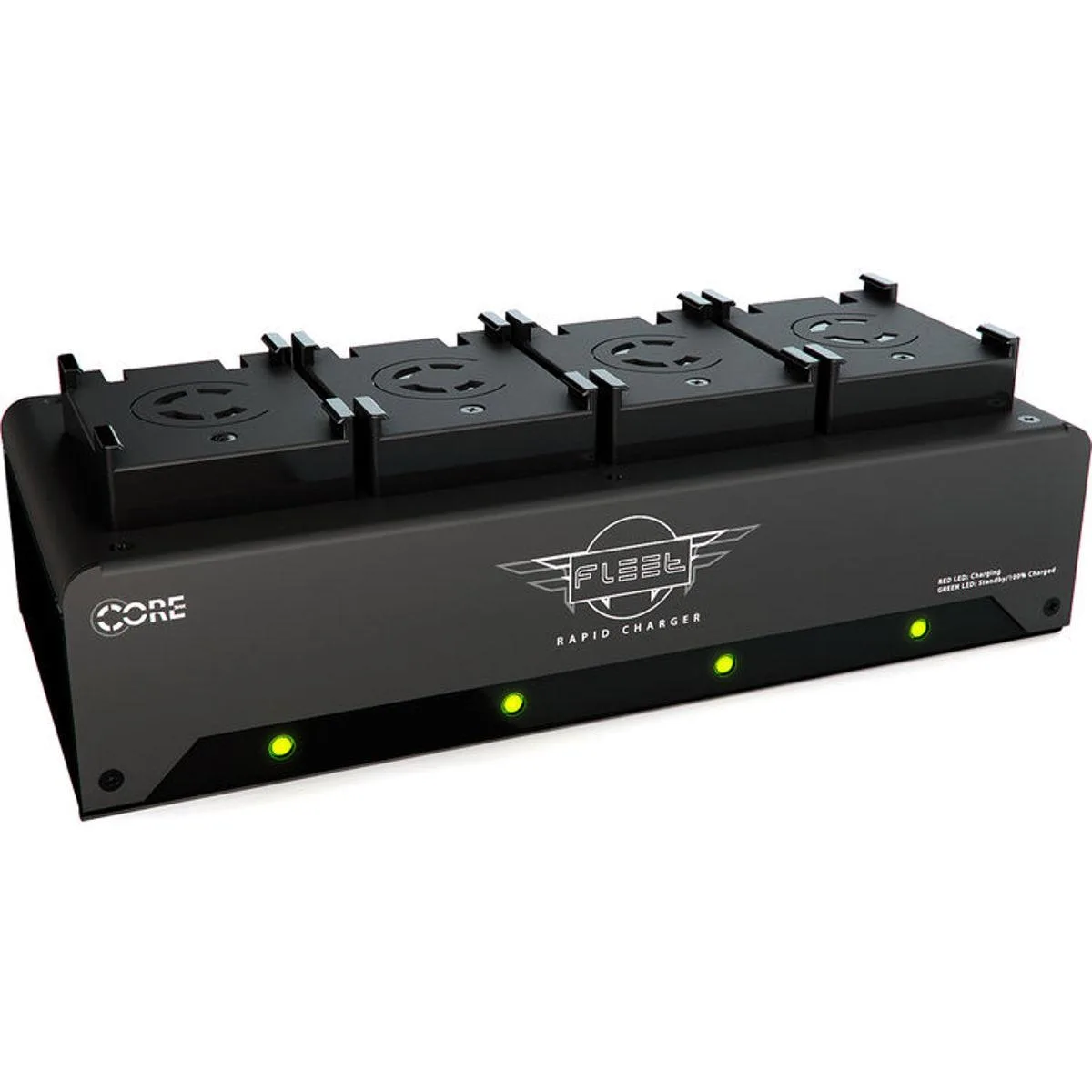 Compact four-bay Li-Po charger for Freefly MoVI Pro batteries