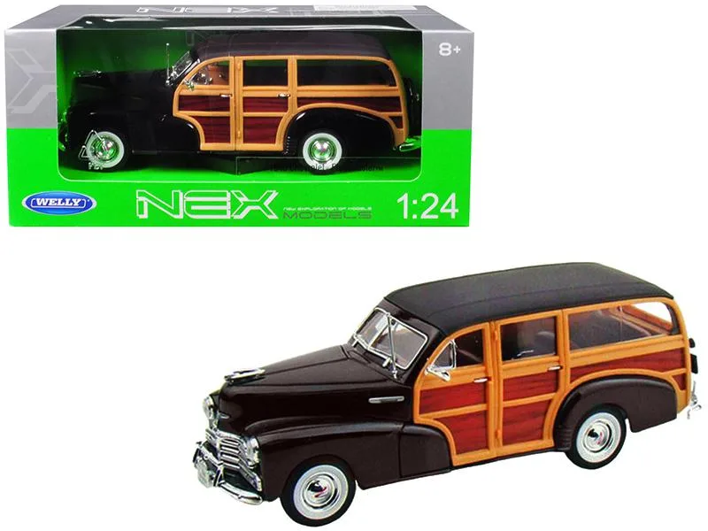 WELLY WELLY 1948 Chevrolet Woody Fleetmaster Dark Brown 1/24 Diecast Vehicle — product photo