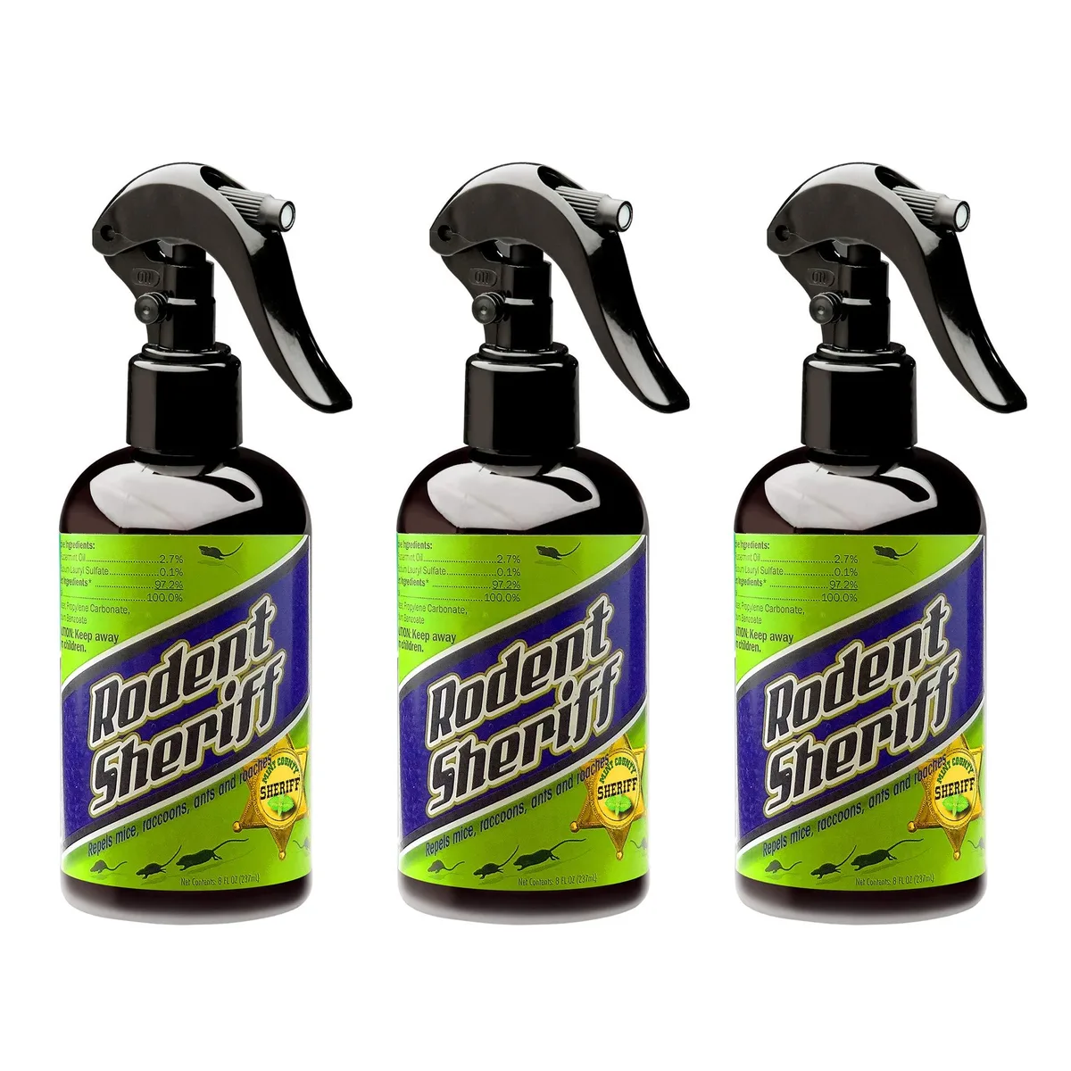 Three 8oz spray bottles of peppermint pest repellent