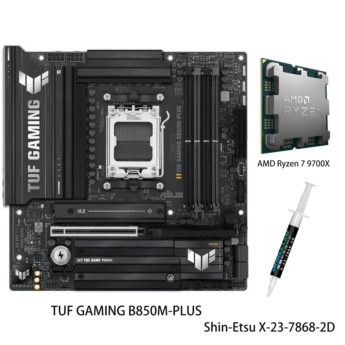 ASUS ASUS TUF GAMING B850M-PLUS &amp; Ryzen 7 9700X AMD motherboard combo — product photo