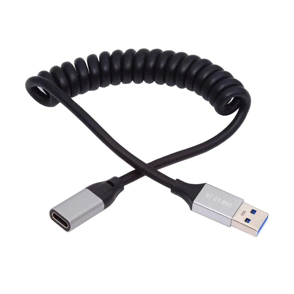 Fervit Fervit USB 3.0 Type-A Male to USB-C Female Coiled Cable 100cm 5Gbps — product photo