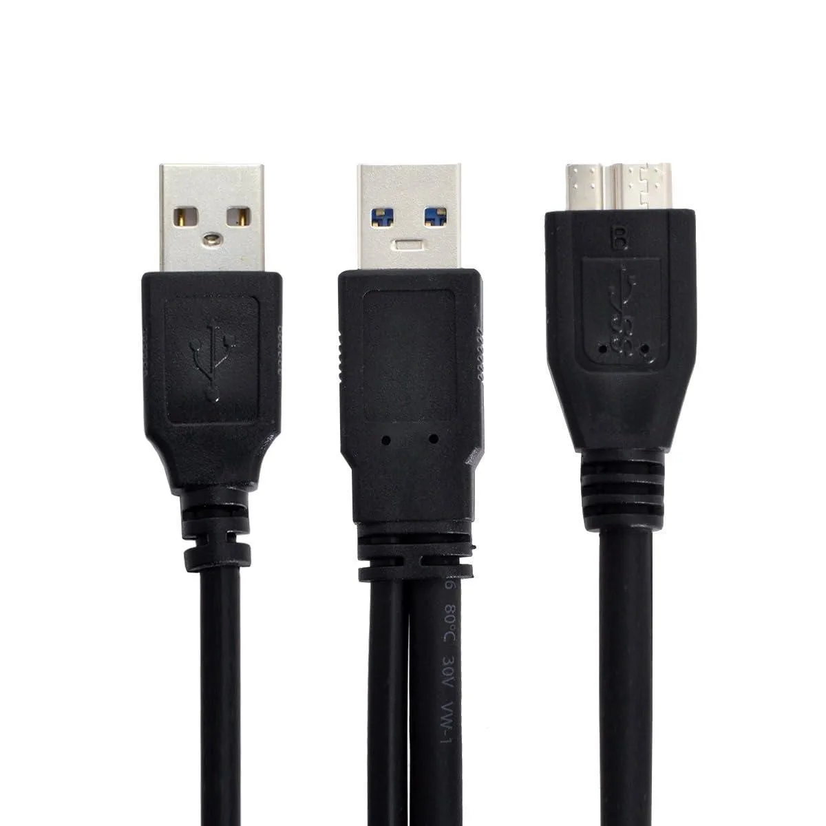 LORDWORLD LORDWORLD Dual USB-A to Micro-USB3.0 Y-Cable 60cm — product photo