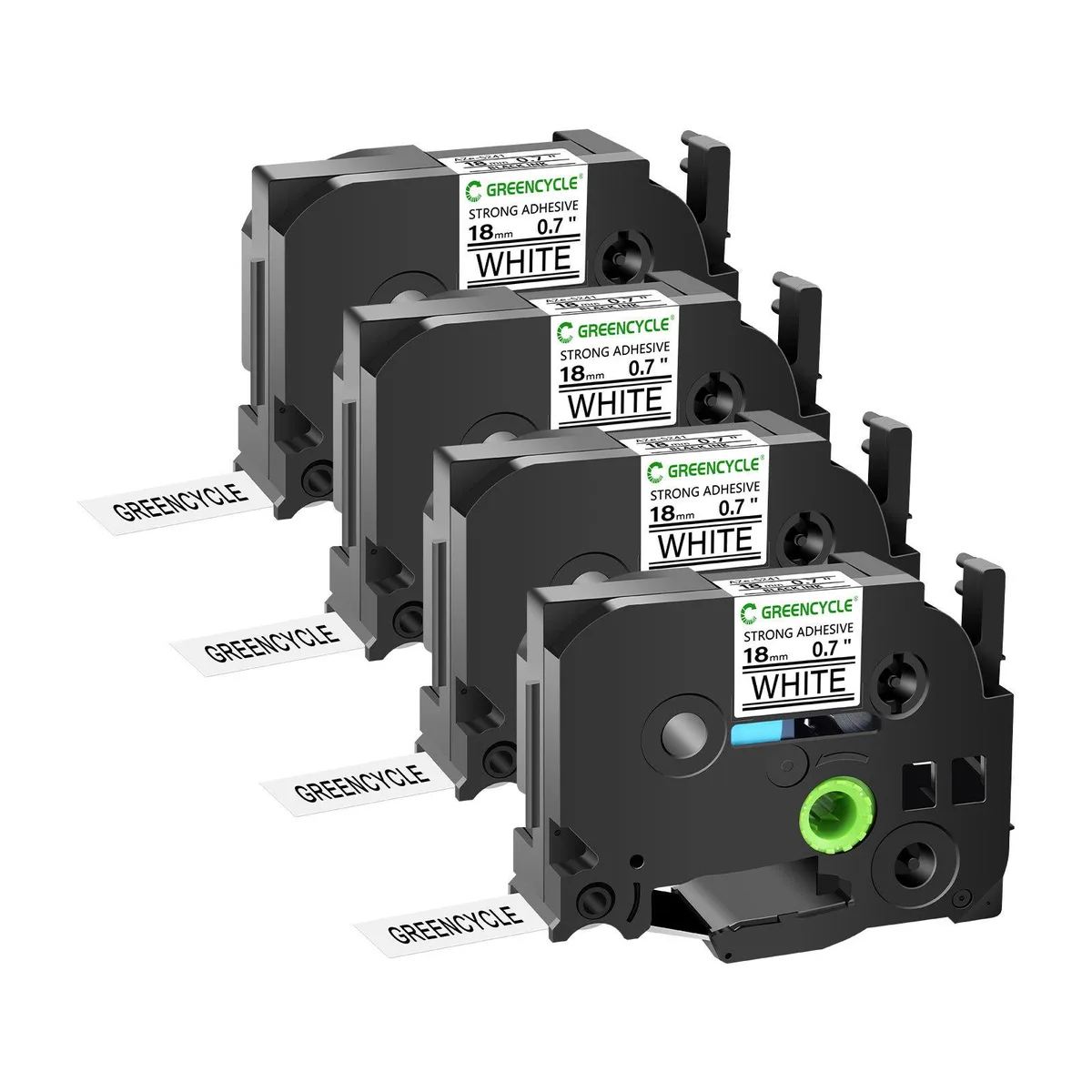GREENCYCLE GREENCYCLE TZe-S241 18mm Black on White Label Tape 4 Pack — product photo