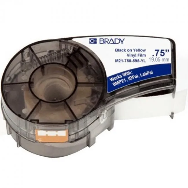 Brady Brady BMP21 Label Cartridge Yellow Vinyl 3/4" Permanent Adhesive Rectangle — product photo