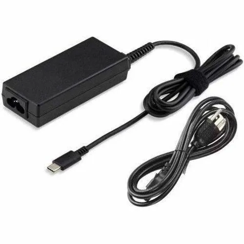 Black rectangular 65 W USB Type-C AC adapter