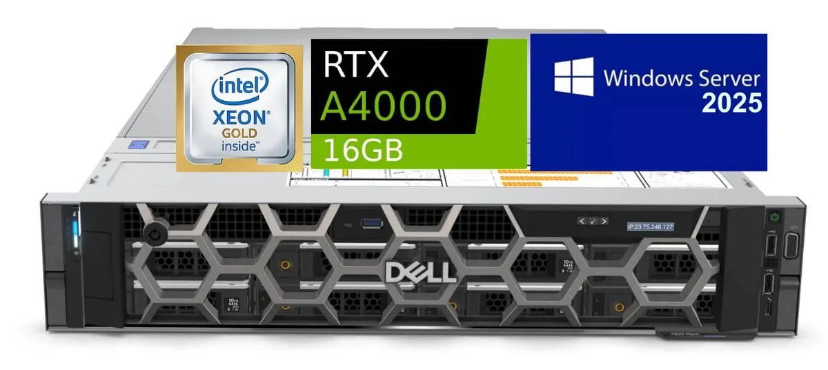 DELL DELL Precision 7920 Rack Server 2x Xeon Gold 6246 256GB 4x 4TB SSD RTX A4000 16GB Windows Server 2025 — product photo