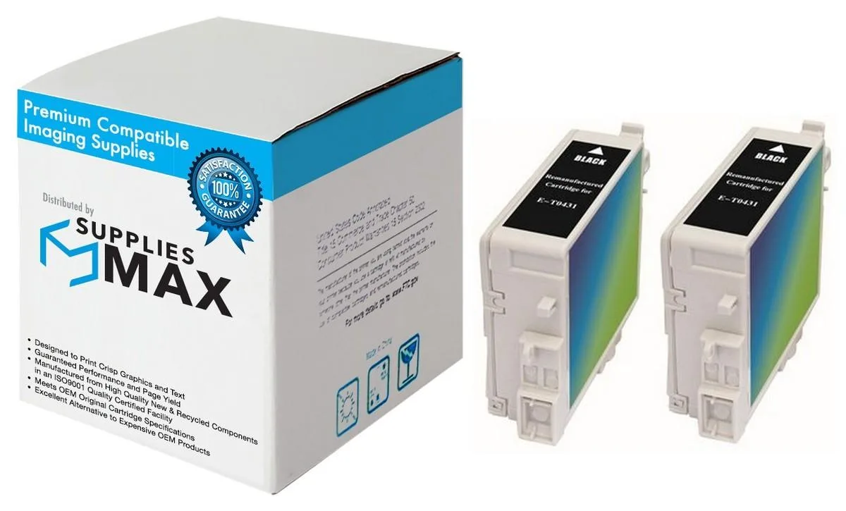 SuppliesMax SuppliesMax Epson T043120D1 Remanufactured Inkjet Cartridge 2 Pack Black 950 Pages — product photo