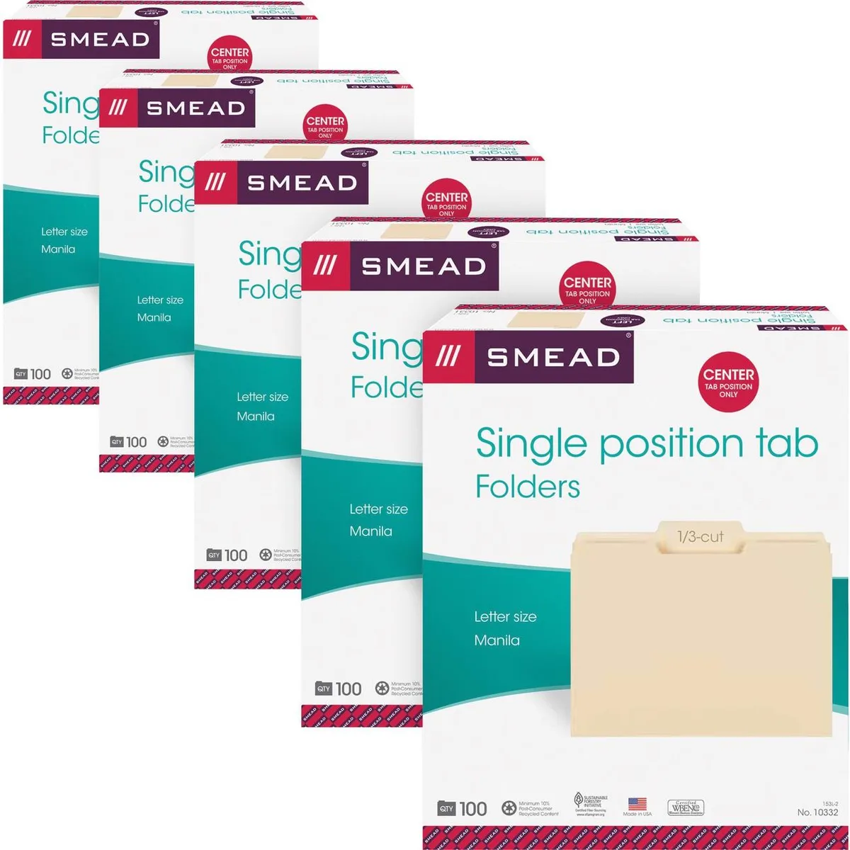 Smead Smead 10332CT 1/3 Cut Tab Manila File Folders 500 Carton — product photo