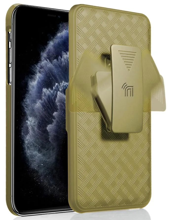 Nakedcellphone Nakedcellphone Kickstand Case + Belt Clip Holster Combo Gold iPhone 11 13 Positions — product photo