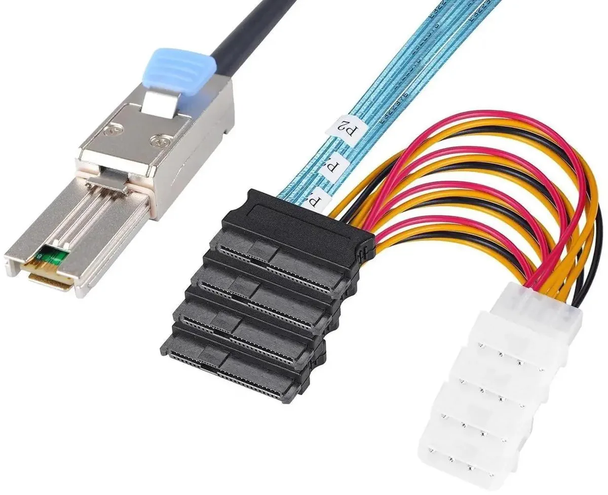 SMUGDESK SMUGDESK SFF-8088 26Pin to 4×SFF-8482 29Pin SAS Cable with Power 1M/3.3FT — product photo