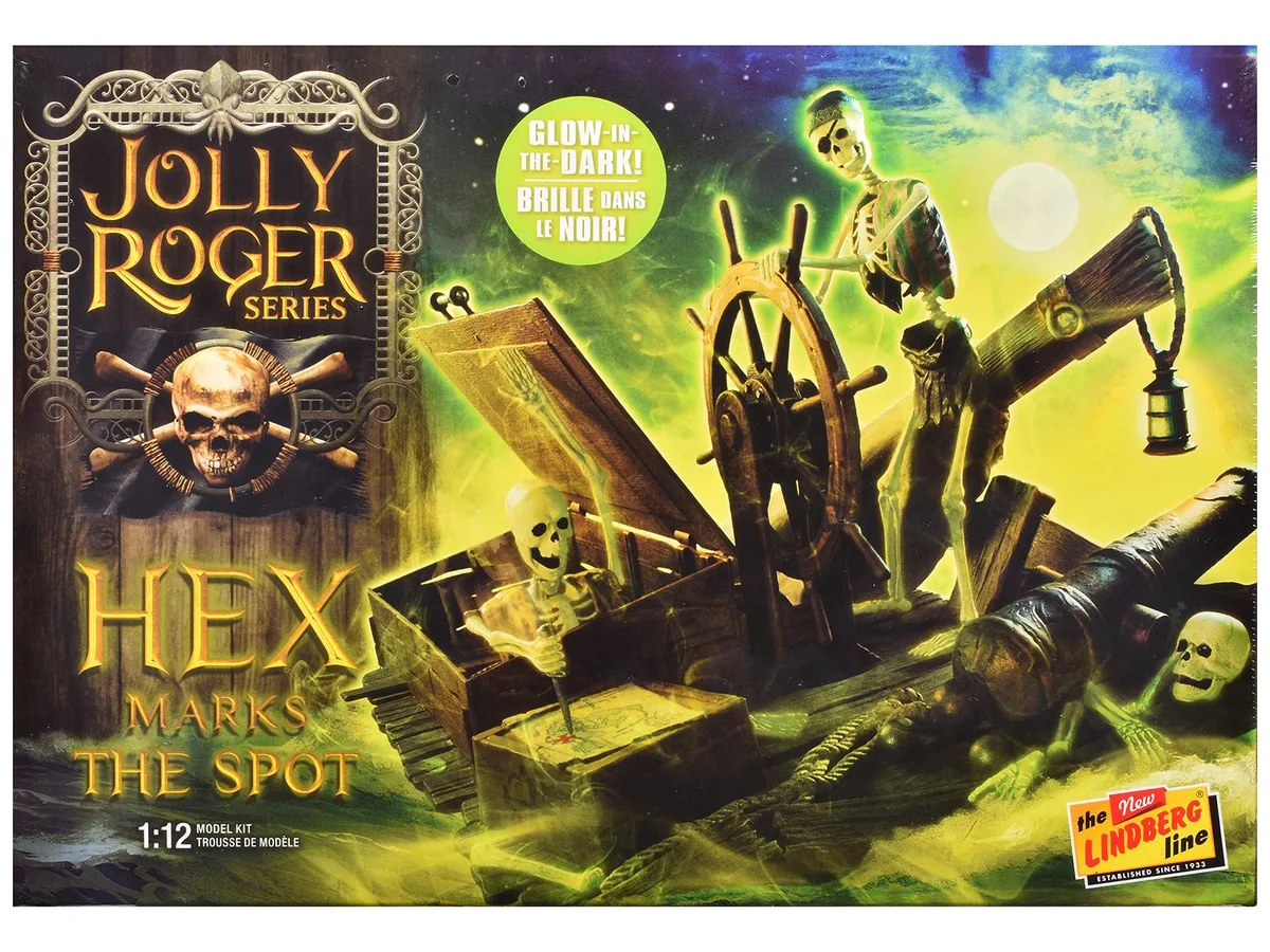 LINDBERG LINDBERG HL617 1/12 scale glow-in-the-dark pirate skeleton model kit hobby collectible — product photo