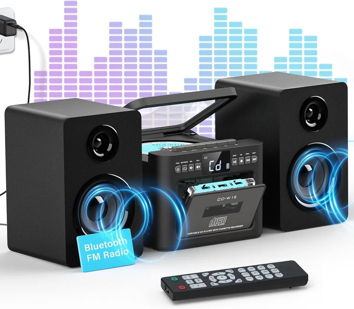 Greadio GB-W18 40W Boombox with Detachable Wooden Speakers — product photo