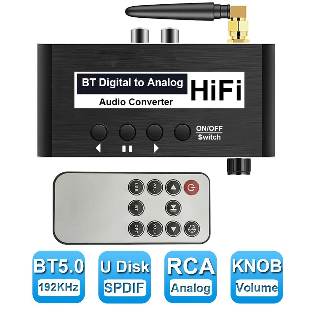 ESTONE ESTONE 192kHz DAC Converter Bluetooth 5.0 USB Optical to RCA 3.5mm — product photo