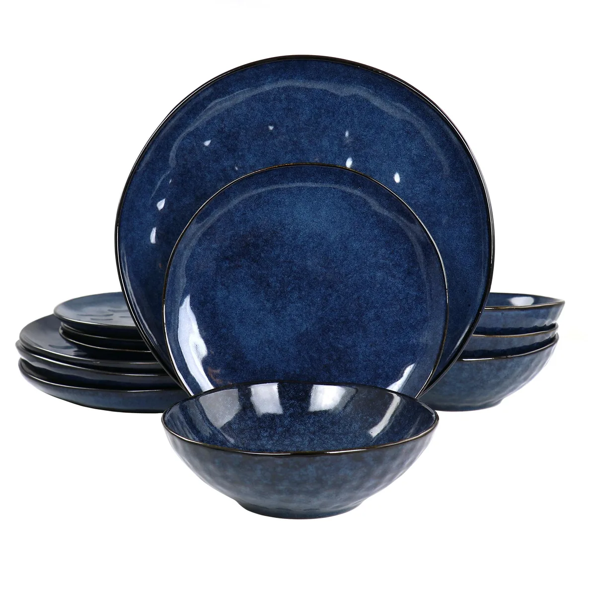 Elama Elama Samara 12 Piece Stoneware Dinnerware Set Blue 510119983M — product photo