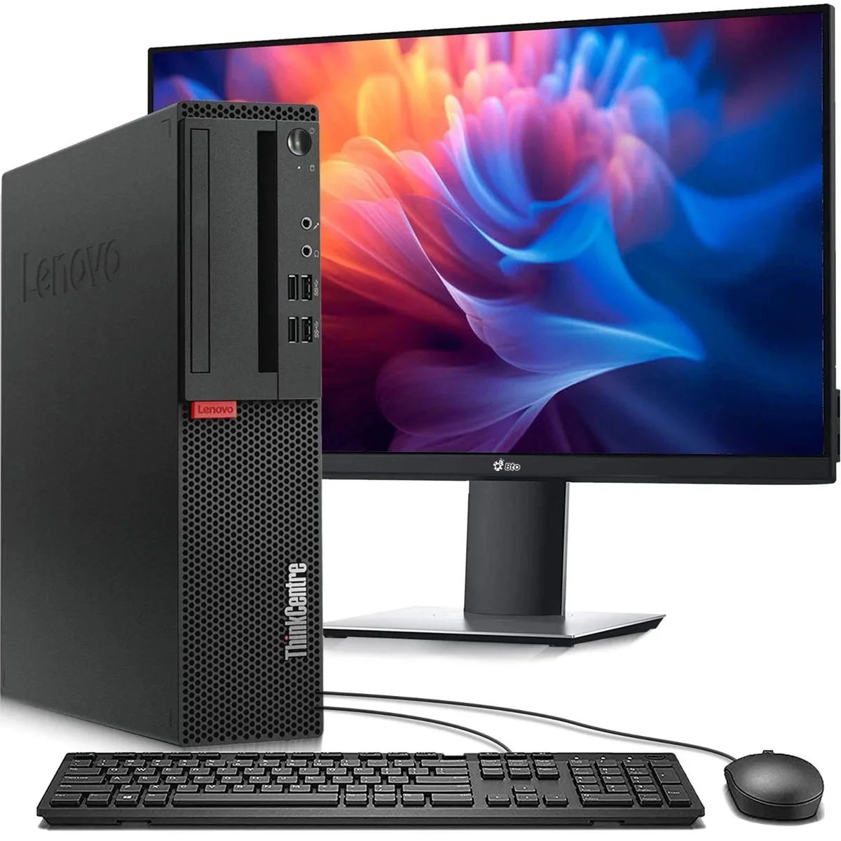 Lenovo Lenovo ThinkCentre M900 Tiny i5-7500T 16GB 256GB RX 550 24" desktop PC — product photo