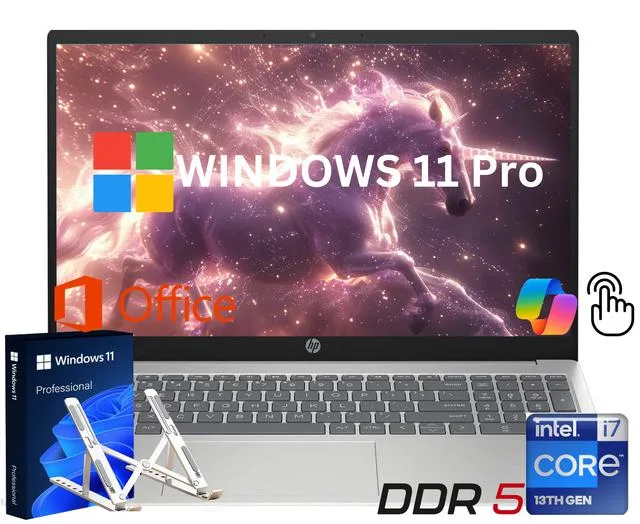 HP HP 15.6" Touchscreen Laptop Core i7-1355U 16GB DDR5 256GB SSD Windows 11 Pro Silver Office 365 — product photo