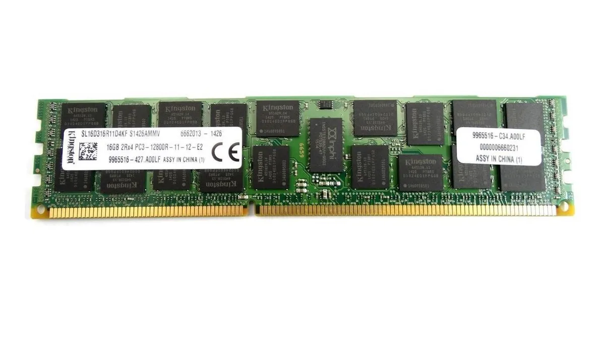 Kingston Technology Corp. Kingston Technology Corp. 16GB DDR3-1600MHz 2Rx4 PC3-12800R ECC Registered SL16D316R11D4KF desktop RAM — product photo