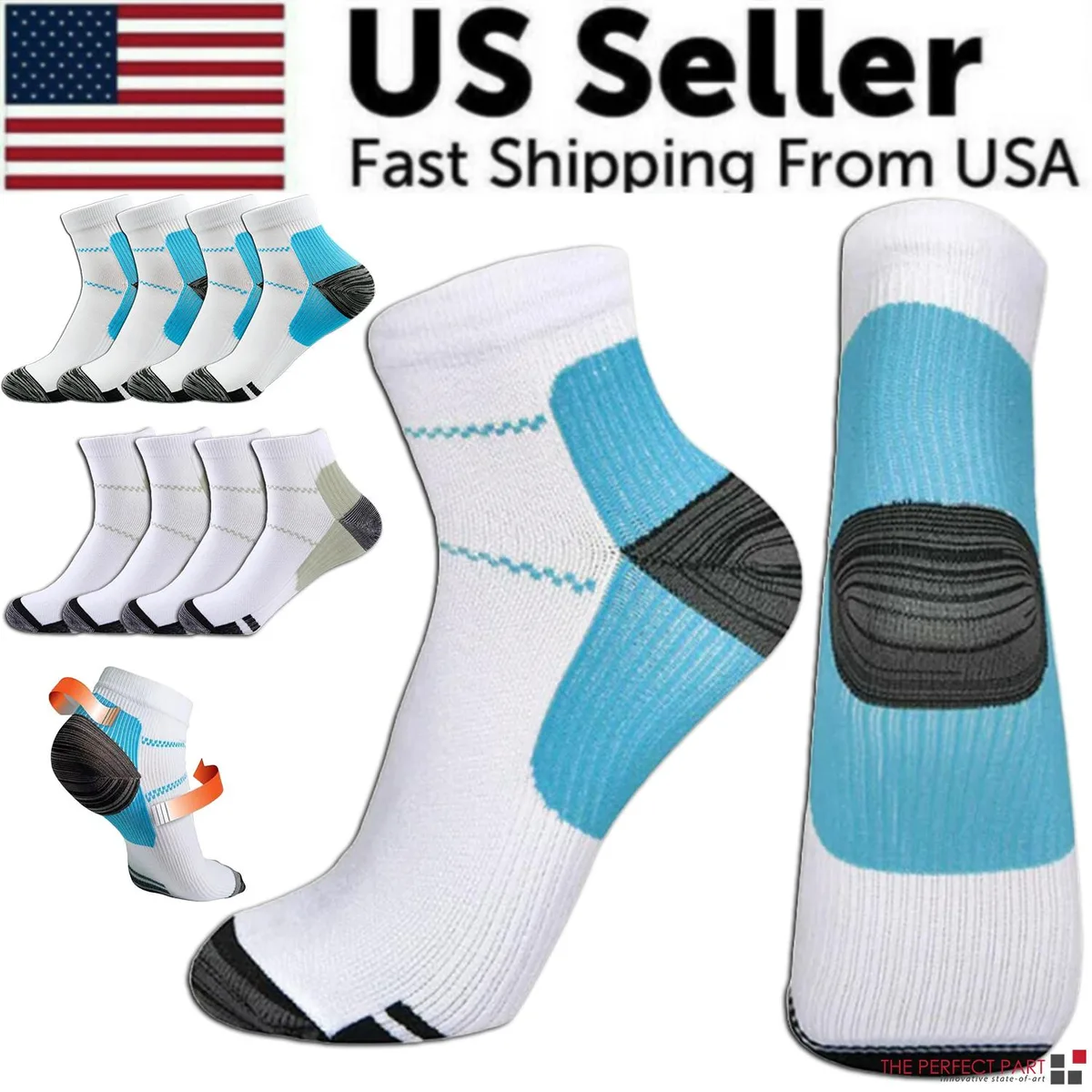The Perfect Part The Perfect Part Compression Socks 5 Pair Plantar Fasciitis Arch Ankle Support — product photo