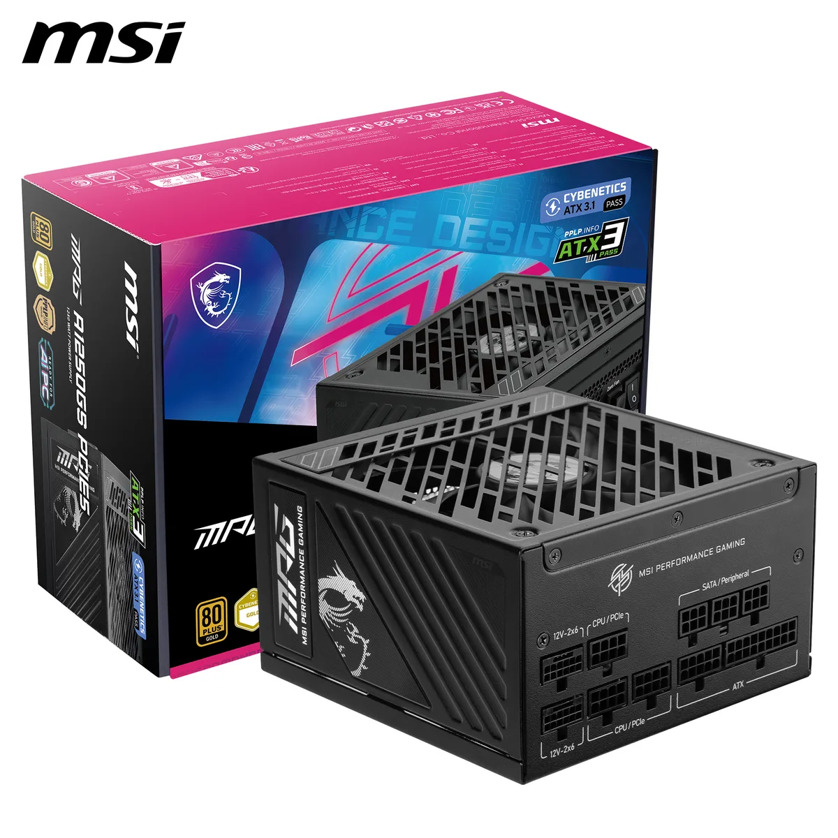 MSI MSI MPG A1250GS PCIE5 1250W power supply — product photo