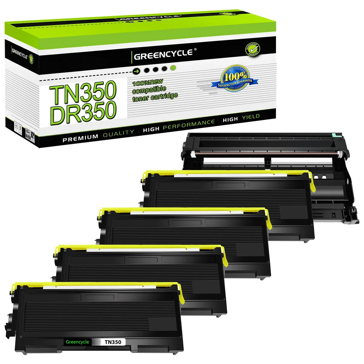 GREENCYCLE GREENCYCLE TN350 DR350 Toner Cartridge &amp; Drum Unit Set (4 Toner, 1 Drum) — product photo
