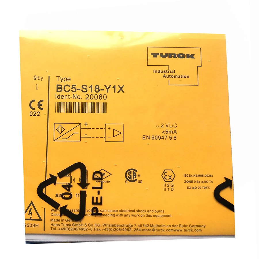 Turck Turck BC5-S18-Y1X 20060 M18 Inductive Sensor — product photo